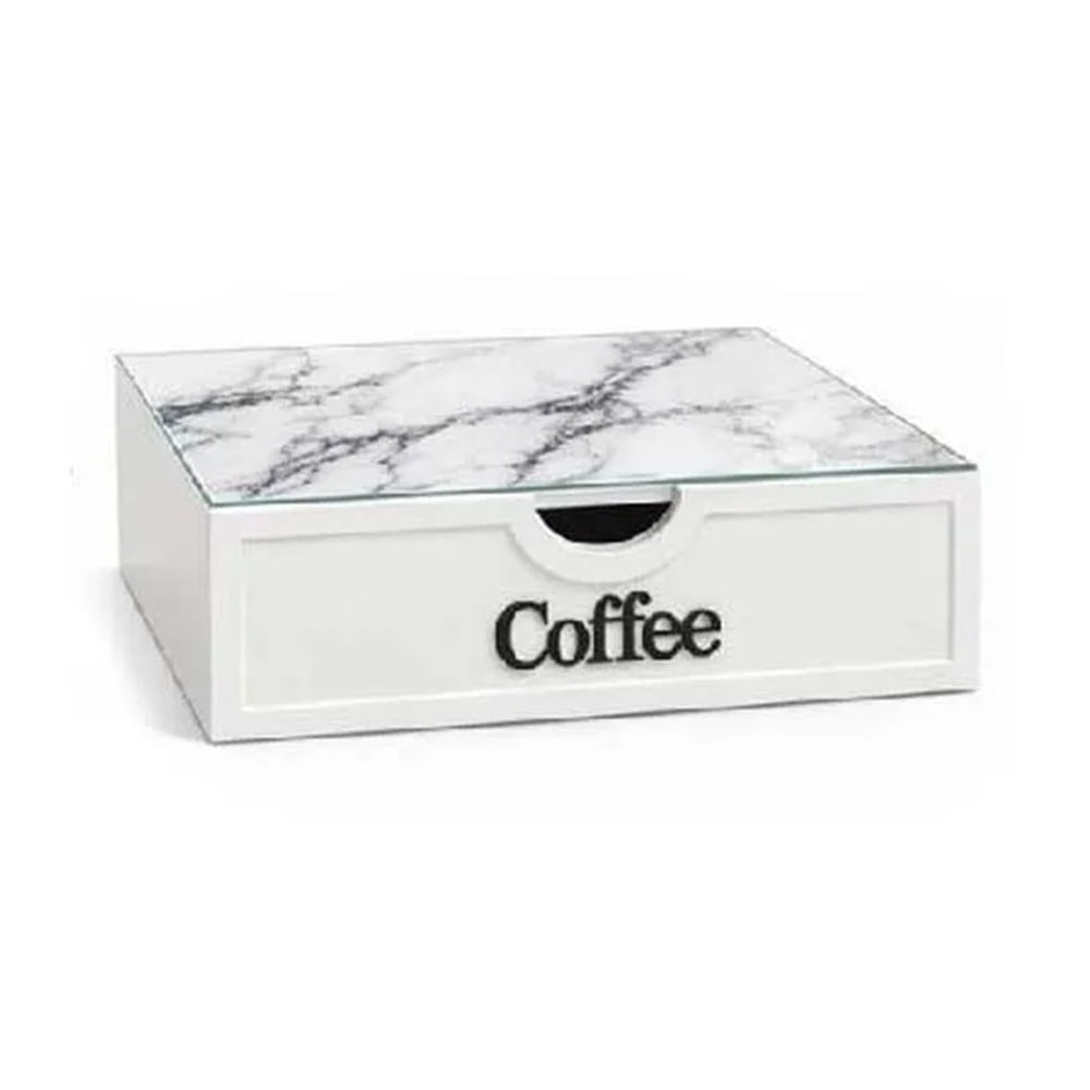 ORGANIZER PORTA CAPSULE CIALDE COFFEE TOP VETRO TRASPARENTE MARMO 747160
