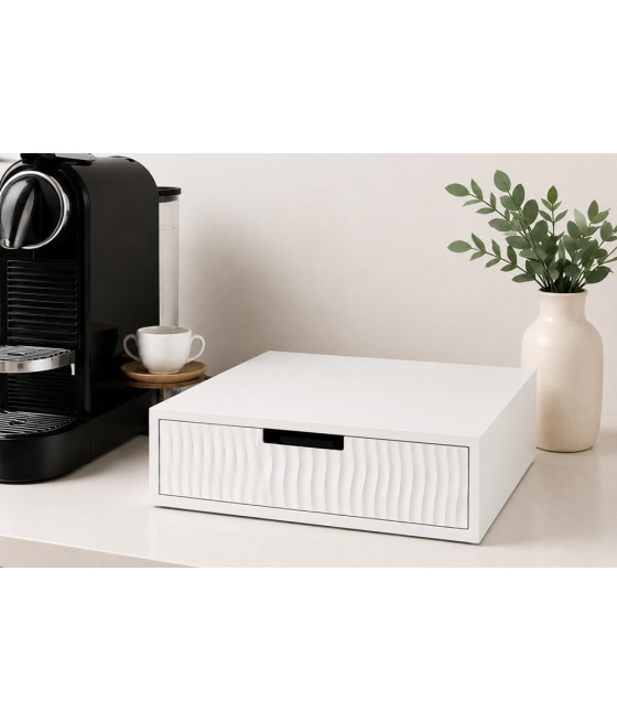 CASSETTO ORGANIZER PORTA CAPSULE CIALDE CAFFÈ BIANCO DESIGN ONDE 749638
