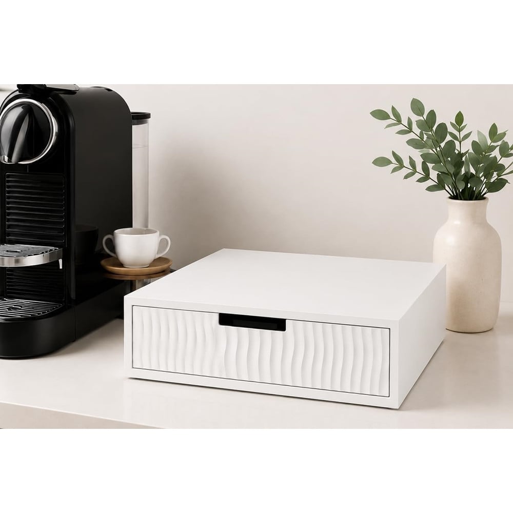 CASSETTO ORGANIZER PORTA CAPSULE CIALDE CAFFÈ BIANCO DESIGN ONDE 749638