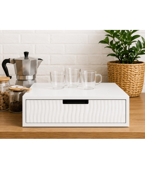 CASSETTO ORGANIZER PORTA CAPSULE CIALDE CAFFÈ BIANCO DESIGN ONDE 749638