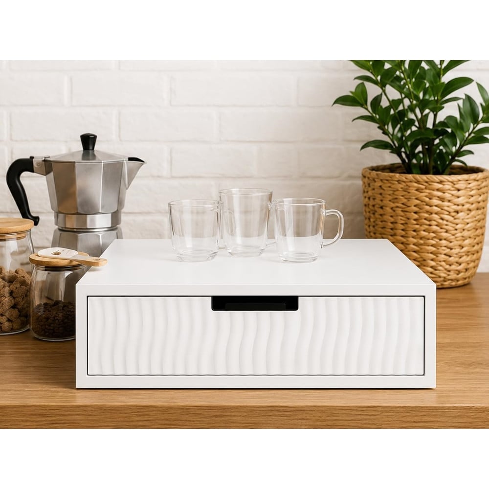 CASSETTO ORGANIZER PORTA CAPSULE CIALDE CAFFÈ BIANCO DESIGN ONDE 749638