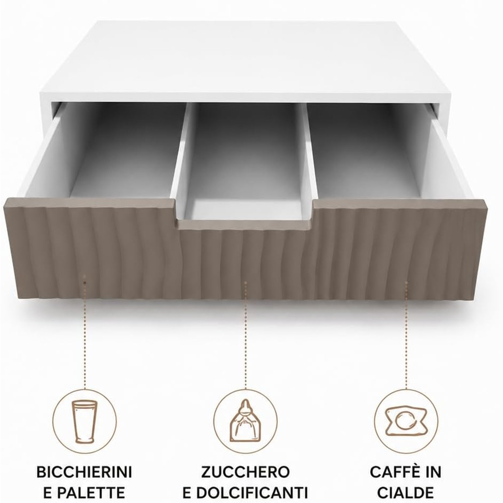 CASSETTO ORGANIZER PORTA CAPSULE CIALDE CAFFÈ TORTORA DESIGN ONDE 749621