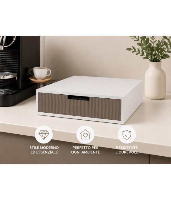 CASSETTO ORGANIZER PORTA CAPSULE CIALDE CAFFÈ TORTORA DESIGN ONDE 749621