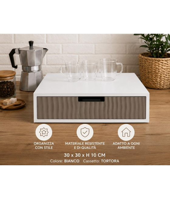 CASSETTO ORGANIZER PORTA CAPSULE CIALDE CAFFÈ TORTORA DESIGN ONDE 749621