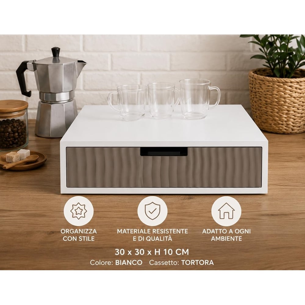CASSETTO ORGANIZER PORTA CAPSULE CIALDE CAFFÈ TORTORA DESIGN ONDE 749621