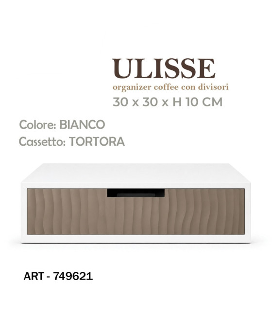 CASSETTO ORGANIZER PORTA CAPSULE CIALDE CAFFÈ TORTORA DESIGN ONDE 749621