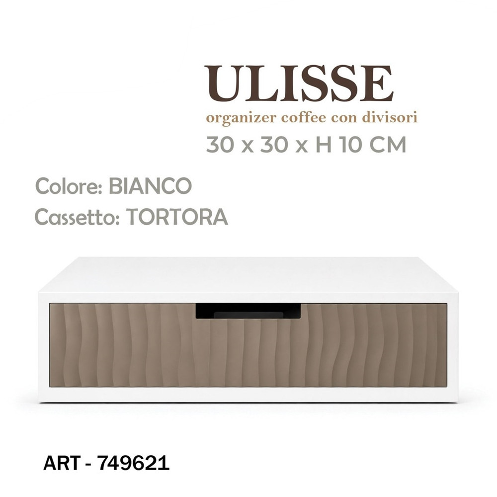 CASSETTO ORGANIZER PORTA CAPSULE CIALDE CAFFÈ TORTORA DESIGN ONDE 749621