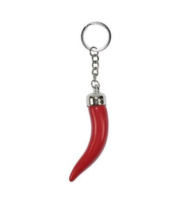12 PORTACHIAVI FORMA DI CORNO ROSSO 9CM PORTAFORTUNA BOMBONIERA 489420