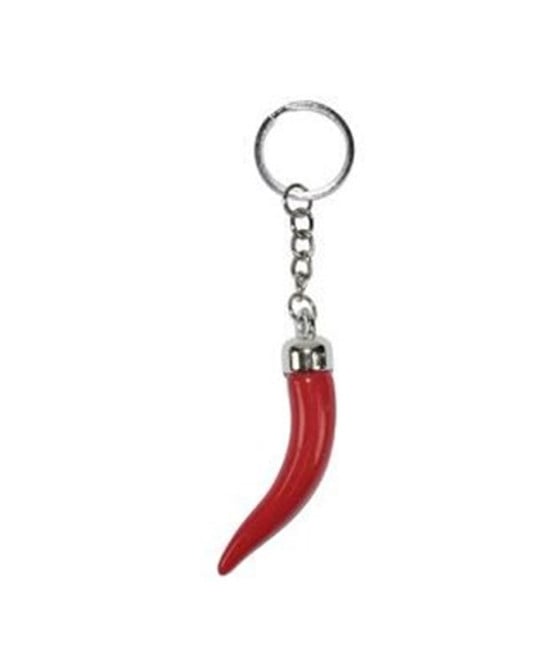 12PZ PORTACHIAVI FORMA CORNO ROSSO 5CM PORTAFORTUNA BOMBONIERA 489444