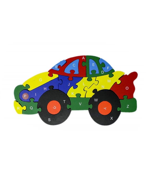 PUZZLE 3D LEGNO GIOCO EDUCATIVO NUMERI LETTERE BAMBINI FORMA AUTO 52269
