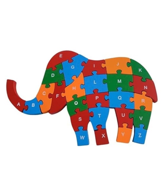 PUZZLE LEGNO FORMA ELEFANTE GIOCO EDUCATIVO NUMERI LETTERE BAMBINI 52270