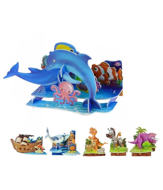KIT 12PZ PUZZLE 3D MONDO DEGLI ANIMALI IN MINIATURA BAMBINI 32393