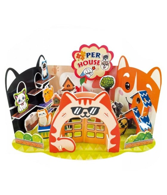 PUZZLE 3D FORMA CASETTA ANIMALI PER BAMBINI COSTRUZIONE FAI DA TE 32402
