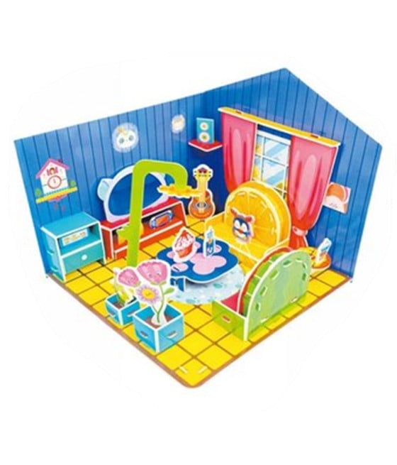 PUZZLE 3D FORMA SOGGIORNO CASETTA MINIATURA COSTRUZIONE FAI DA TE 32406