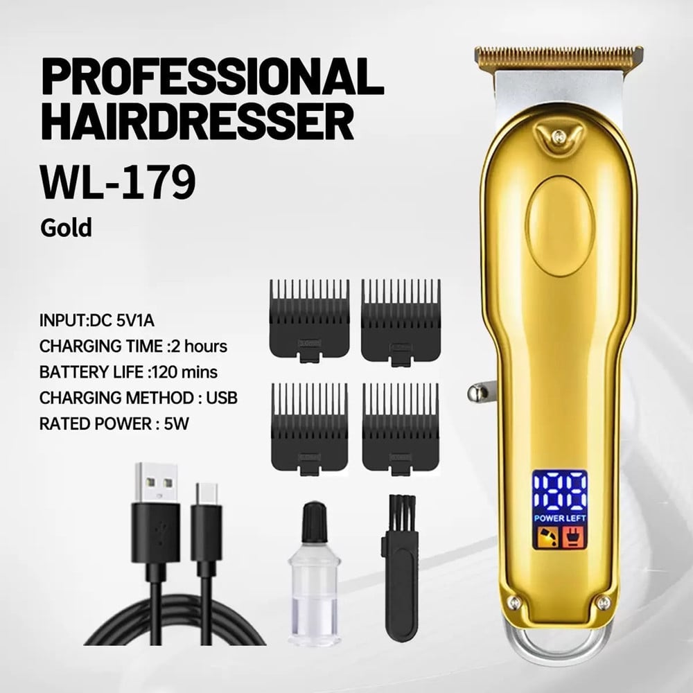 TAGLIACAPELLI PROFESSIONALE ELETTRICO PORTATILE ORO RICARICA USB WL-179