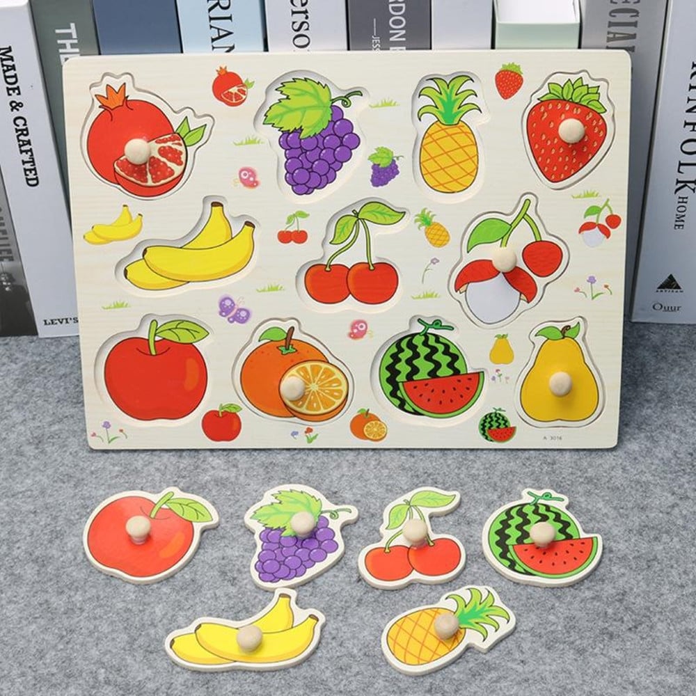 PUZZLE A INCASTRO TEMA FRUTTA GIOCO IN LEGNO BAMBINI CON POMELLI 52289