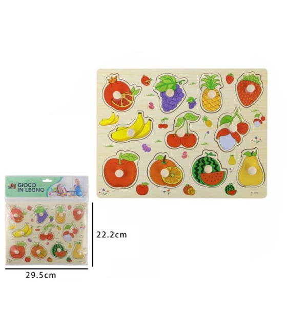 PUZZLE A INCASTRO TEMA FRUTTA GIOCO IN LEGNO BAMBINI CON POMELLI 52289