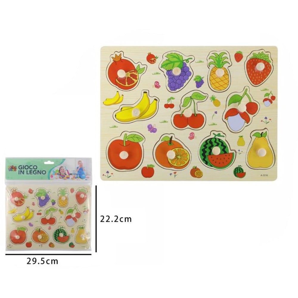 PUZZLE A INCASTRO TEMA FRUTTA GIOCO IN LEGNO BAMBINI CON POMELLI 52289