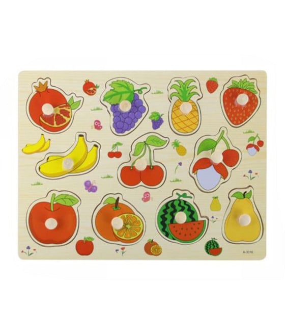 PUZZLE A INCASTRO TEMA FRUTTA GIOCO IN LEGNO BAMBINI CON POMELLI 52289