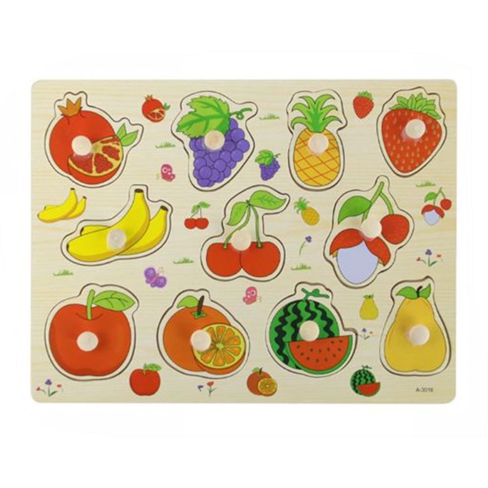 PUZZLE A INCASTRO TEMA FRUTTA GIOCO IN LEGNO BAMBINI CON POMELLI 52289
