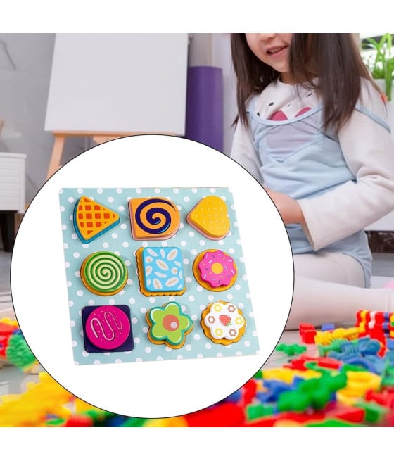 GIOCO ABBINAMENTO SMISTAMENTO FORME LEGNO FORMA DOLCI BISCOTTI BAMBINI