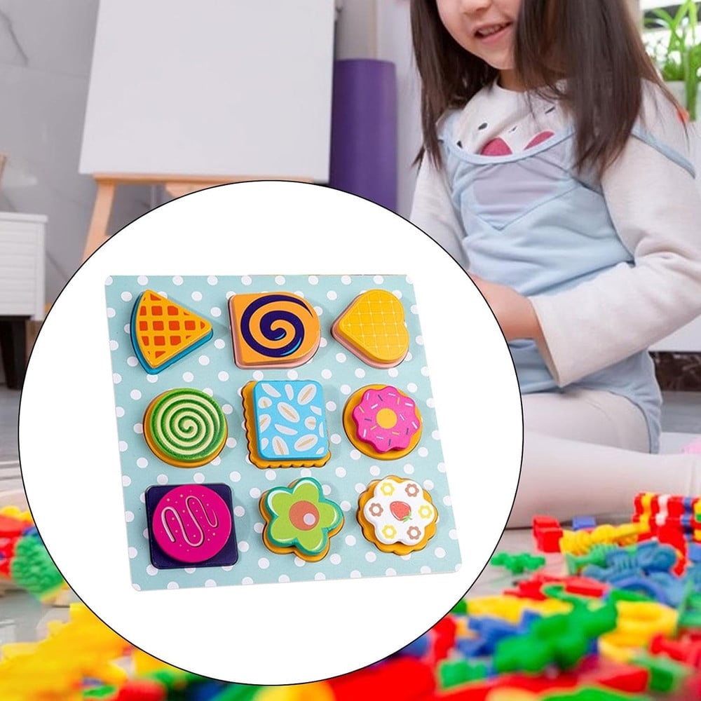 GIOCO ABBINAMENTO SMISTAMENTO FORME LEGNO FORMA DOLCI BISCOTTI BAMBINI