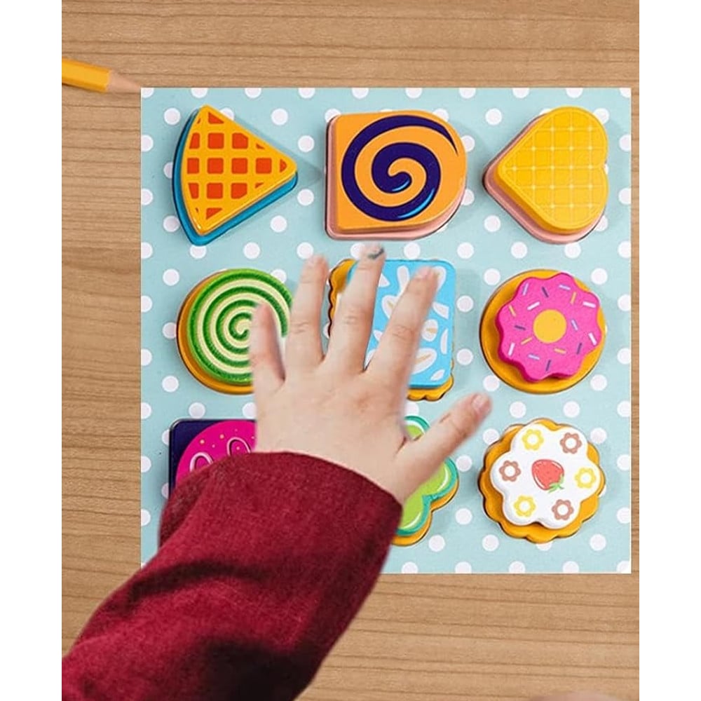 GIOCO ABBINAMENTO SMISTAMENTO FORME LEGNO FORMA DOLCI BISCOTTI BAMBINI