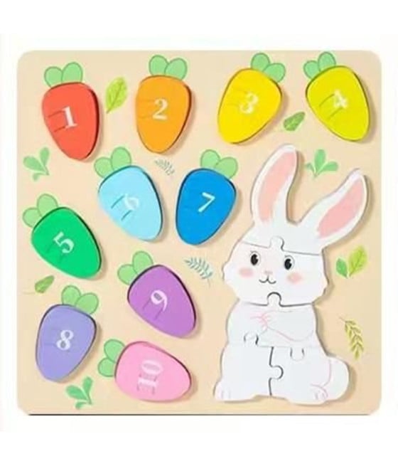 GIOCO CONTEGGIO ABBINAMENTO NUMERI PUZZLE LEGNO CONIGLIO BAMBINI 32370