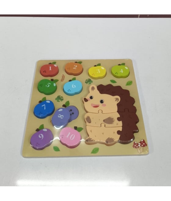 GIOCO CONTEGGIO ABBINAMENTO NUMERI PUZZLE LEGNO RICCIO BAMBINI 32371