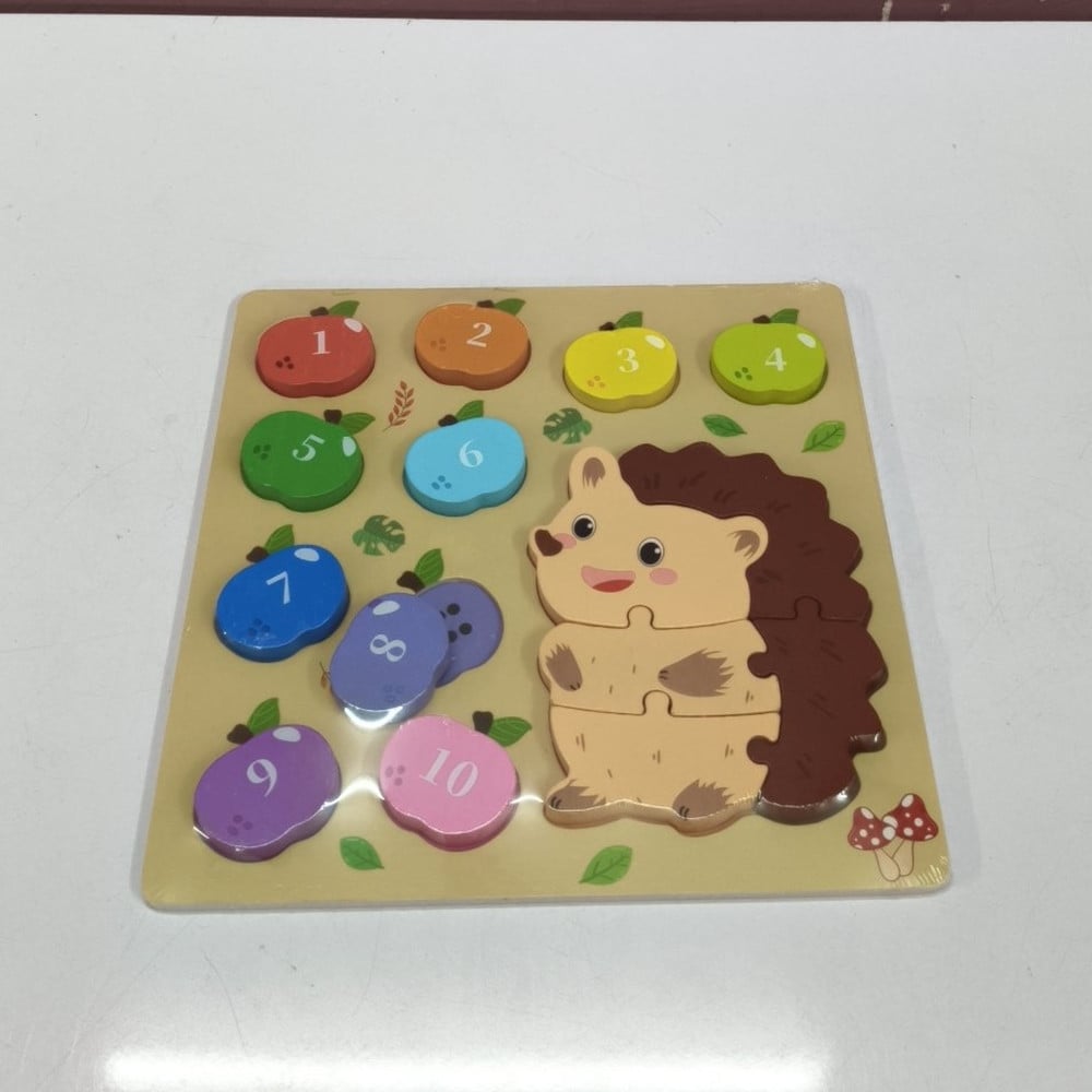 GIOCO CONTEGGIO ABBINAMENTO NUMERI PUZZLE LEGNO RICCIO BAMBINI 32371