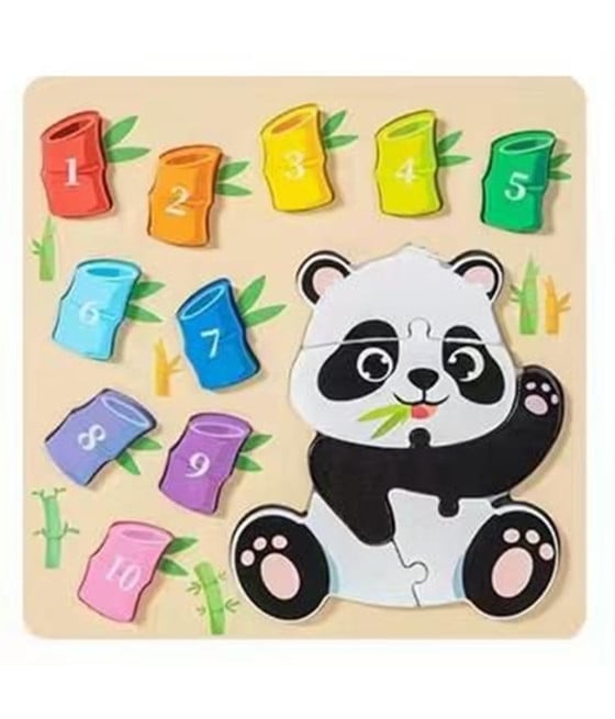 GIOCO CONTEGGIO ABBINAMENTO NUMERI PUZZLE LEGNO PANDA BAMBINI 32372