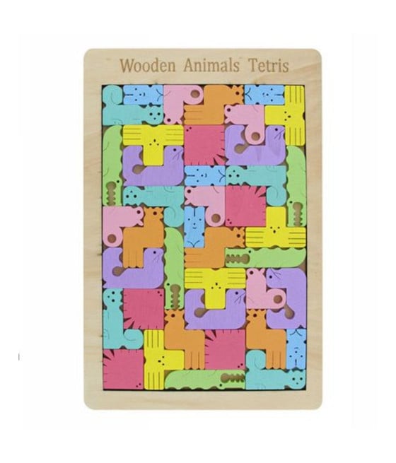 TETRIS ANIMALETTI PUZZLE CREATIVO CON ANIMALI LEGNO GIOCATTOLI BAMBINI