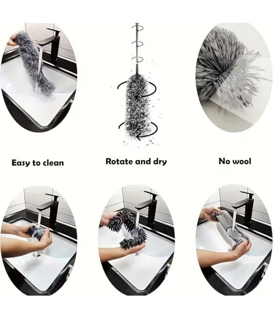 KIT 3IN1 SPOLVERINO ASTA ESTENSIBILE PIEGHEVOLI RIUTILIZZABILI MOBILI