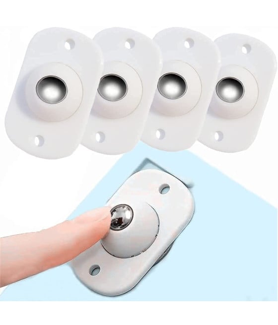 4 MINI RUOTE ROTELLE GIREVOLI AUTOADESIVE MOBILI SCATOLE PORTAOGGETTI