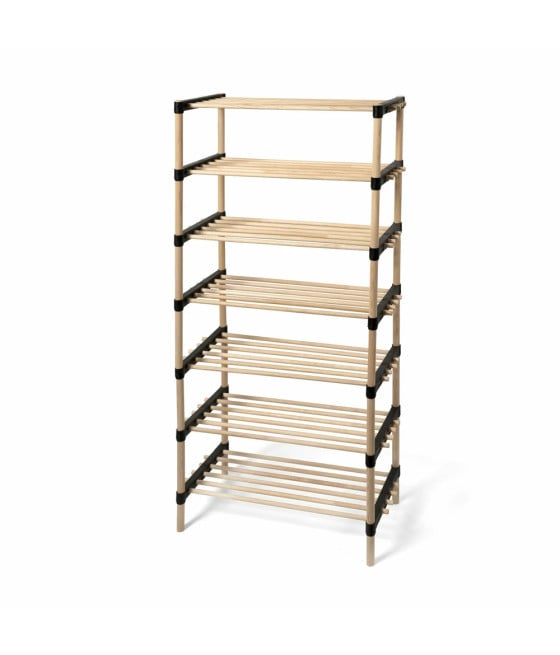 SCARPIERA MULTIUSO 7 RIPIANI IN LEGNO DI PINO MODULARE 3 IN 1 SCAFFALI