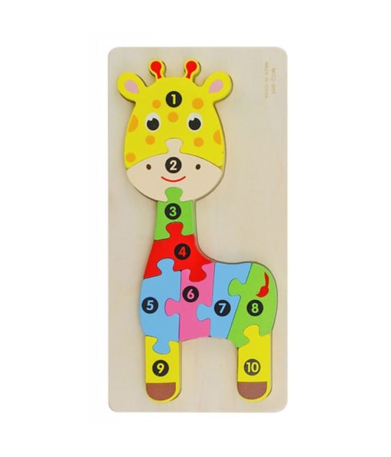 PUZZLE IN LEGNO FORMA GIRAFFA GIOCO EDUCATIVO NUMERI BAMBINI 66953