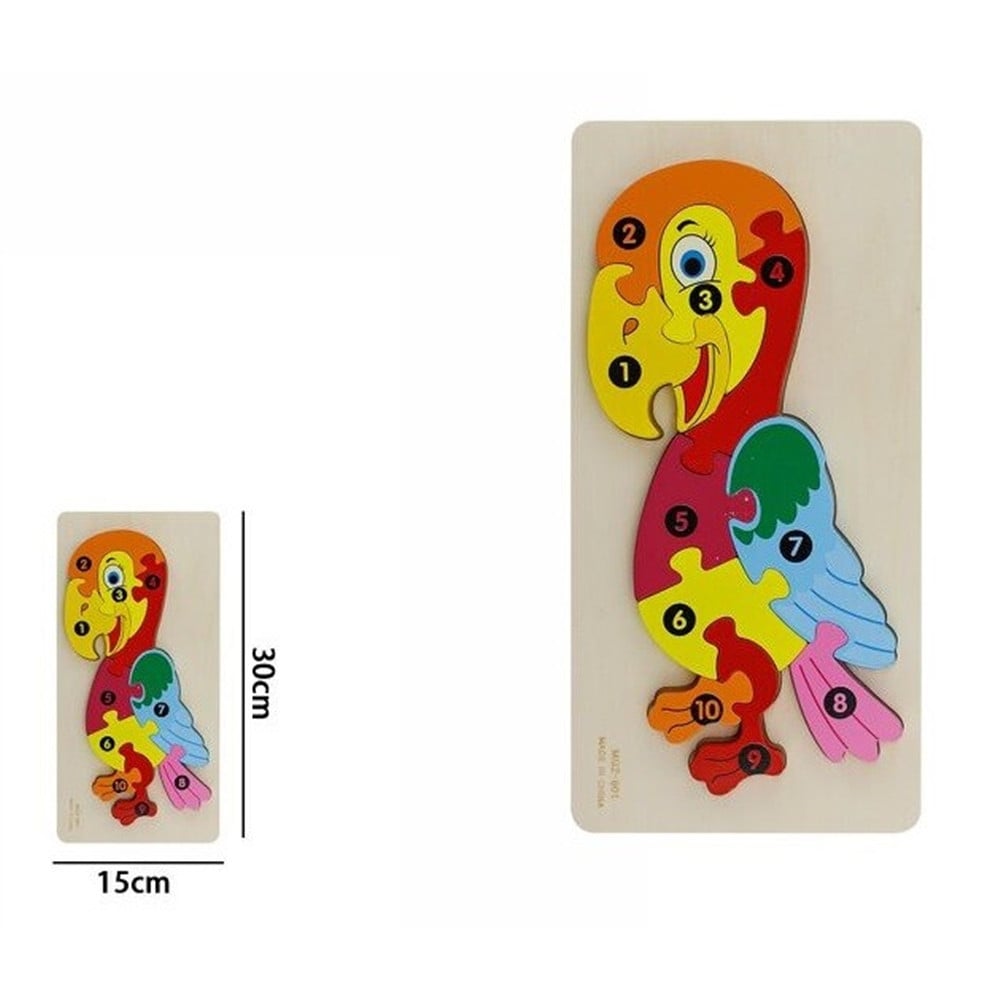 PUZZLE IN LEGNO FORMA PAPPAGALLO GIOCO EDUCATIVO NUMERI BAMBINI 66954