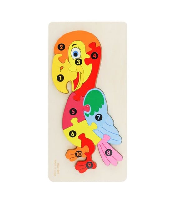 PUZZLE IN LEGNO FORMA PAPPAGALLO GIOCO EDUCATIVO NUMERI BAMBINI 66954