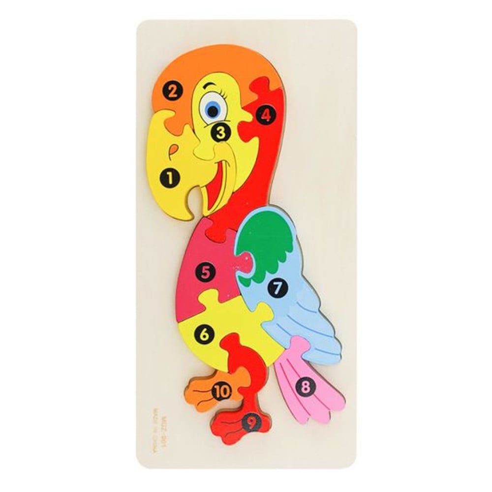 PUZZLE IN LEGNO FORMA PAPPAGALLO GIOCO EDUCATIVO NUMERI BAMBINI 66954