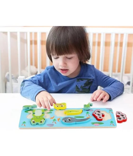 LAVAGNA PUZZLE LEGNO CICLO CRESCITA RANA GIOCO EDUCAIVO BAMBINI 74994
