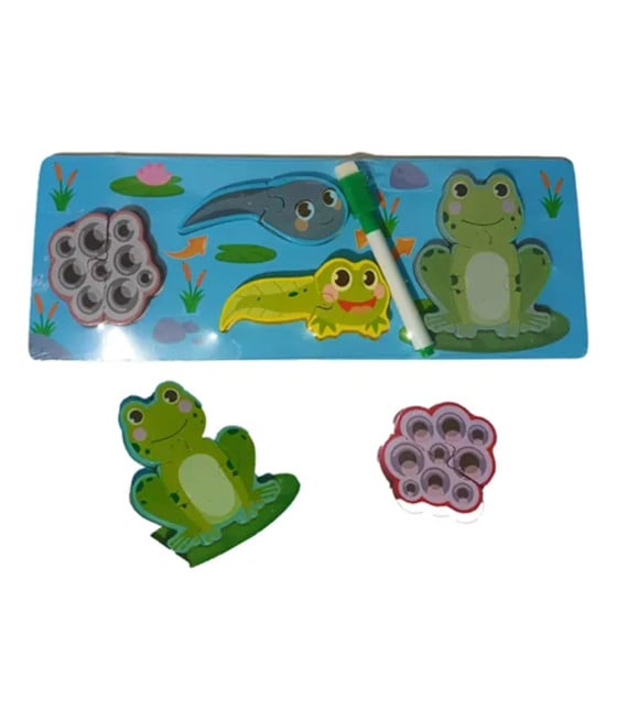 LAVAGNA PUZZLE LEGNO CICLO CRESCITA RANA GIOCO EDUCAIVO BAMBINI 74994