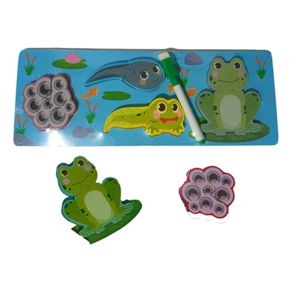LAVAGNA PUZZLE LEGNO CICLO CRESCITA RANA GIOCO EDUCAIVO BAMBINI 74994
