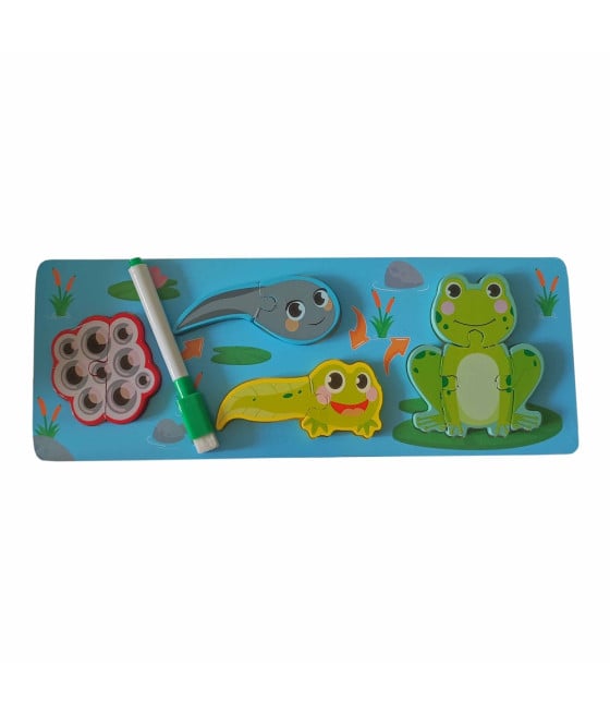 LAVAGNA PUZZLE LEGNO CICLO CRESCITA RANA GIOCO EDUCAIVO BAMBINI 74994