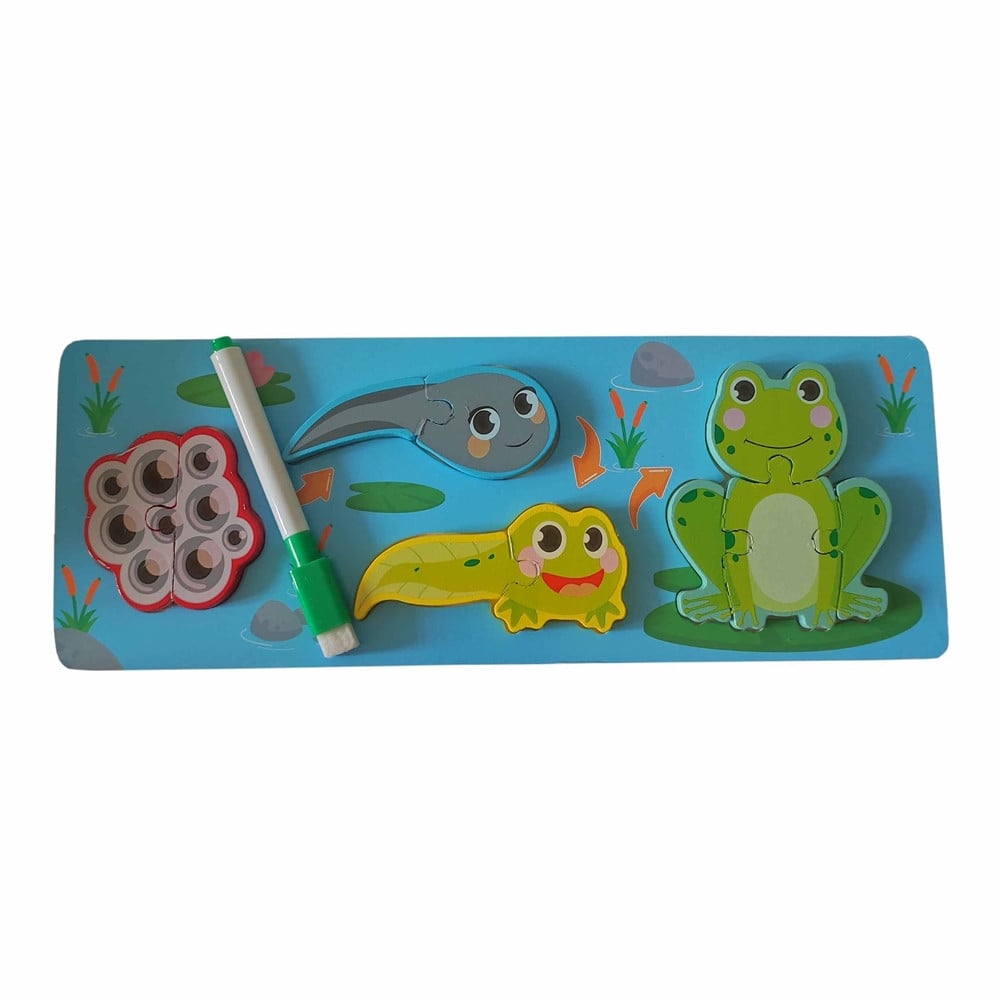 LAVAGNA PUZZLE LEGNO CICLO CRESCITA RANA GIOCO EDUCAIVO BAMBINI 74994
