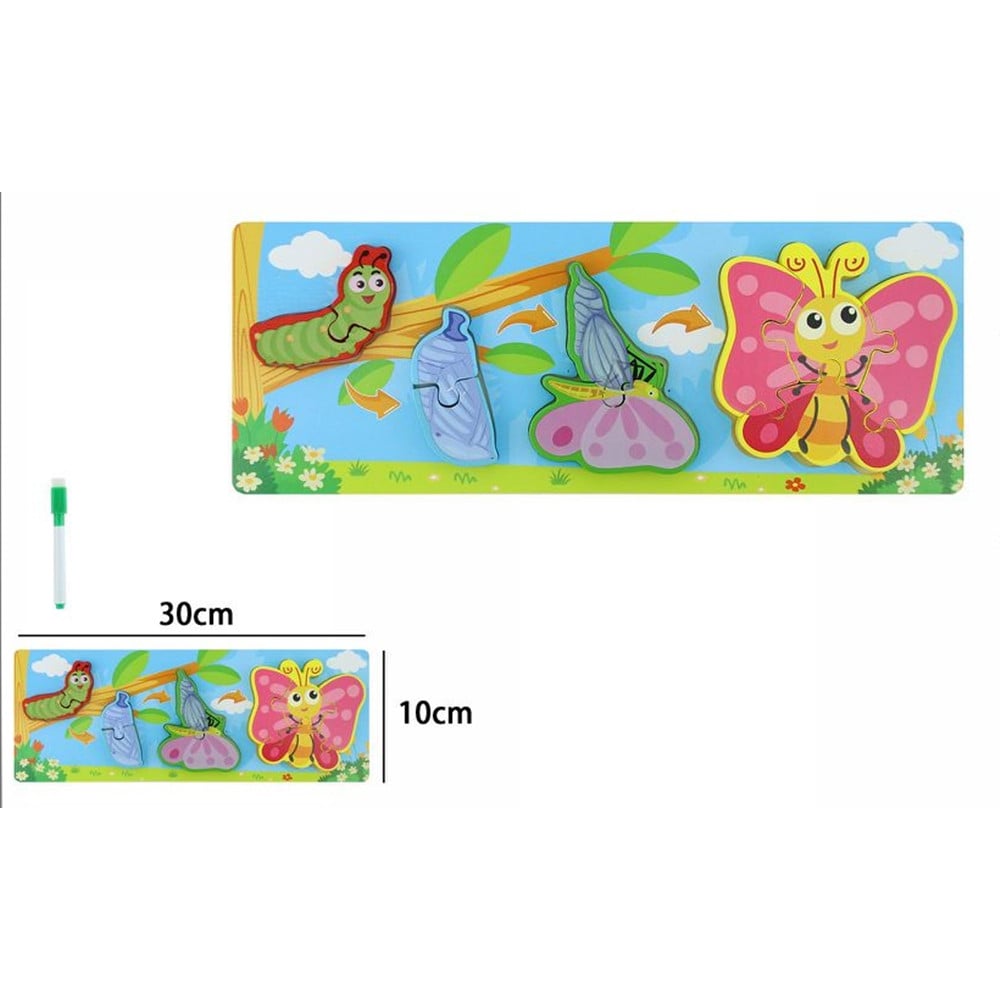 LAVAGNA PUZZLE IN LEGNO CICLO CRESCITA FARFALLA GIOCO BAMBINI 74995