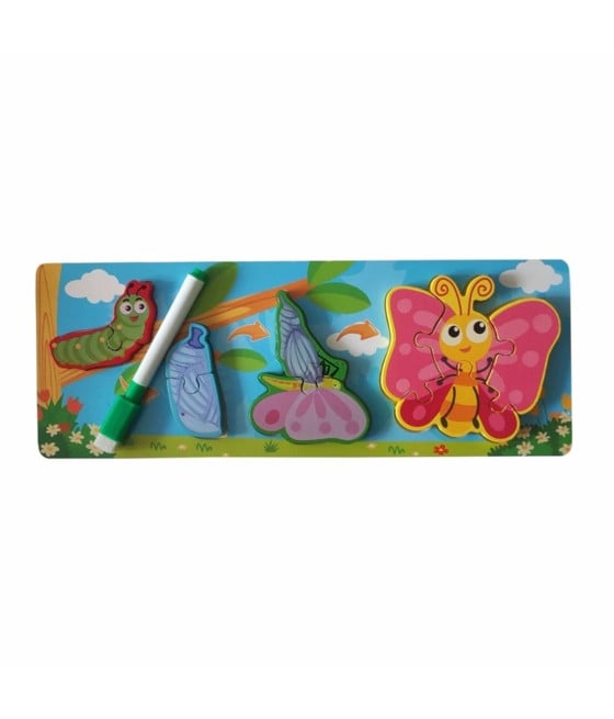 LAVAGNA PUZZLE IN LEGNO CICLO CRESCITA FARFALLA GIOCO BAMBINI 74995