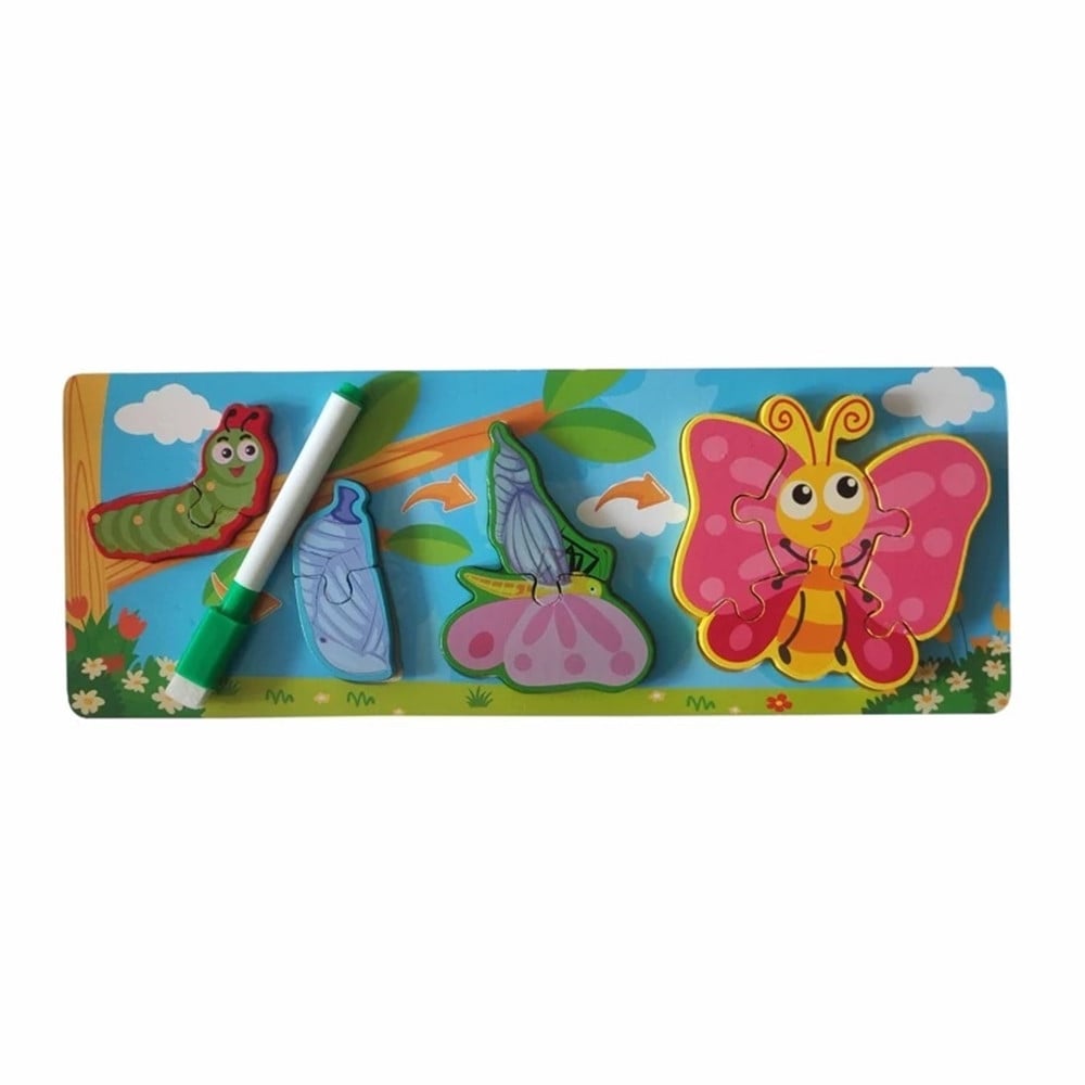 LAVAGNA PUZZLE IN LEGNO CICLO CRESCITA FARFALLA GIOCO BAMBINI 74995