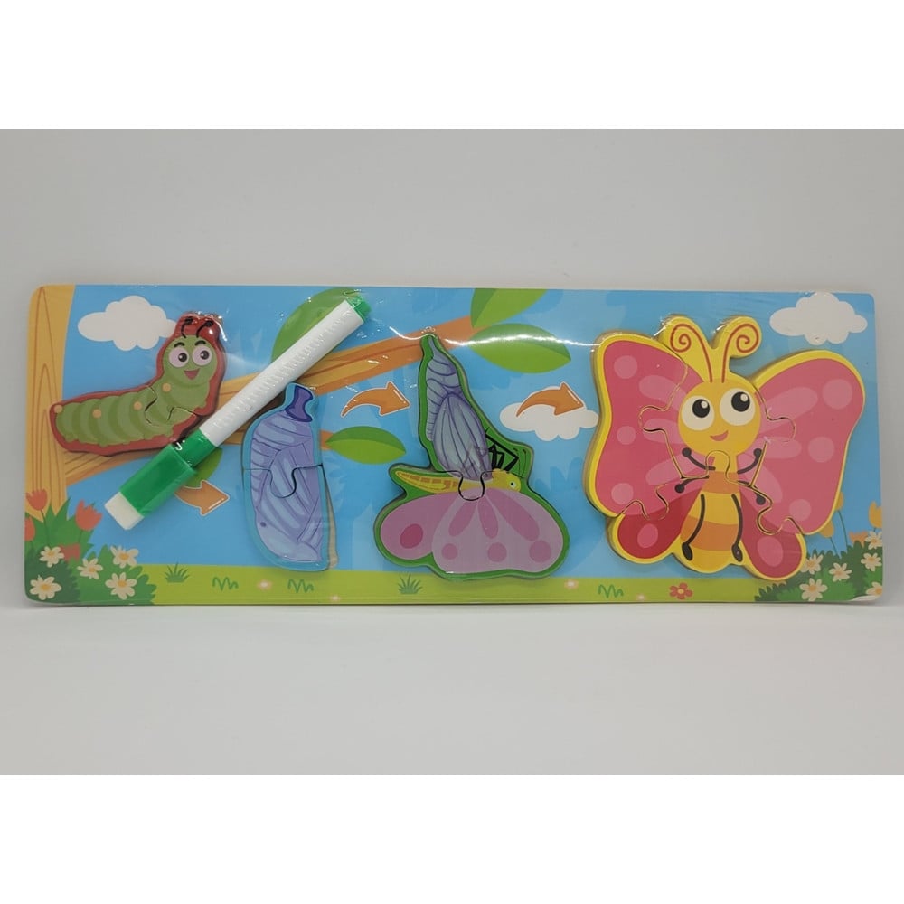 LAVAGNA PUZZLE IN LEGNO CICLO CRESCITA FARFALLA GIOCO BAMBINI 74995