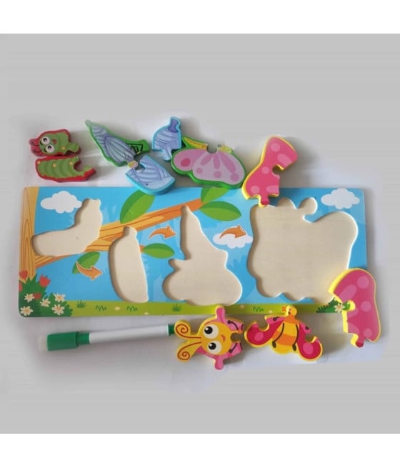 LAVAGNA PUZZLE IN LEGNO CICLO CRESCITA FARFALLA GIOCO BAMBINI 74995