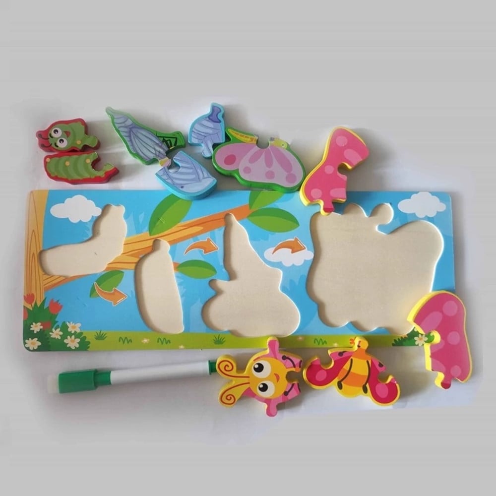 LAVAGNA PUZZLE IN LEGNO CICLO CRESCITA FARFALLA GIOCO BAMBINI 74995